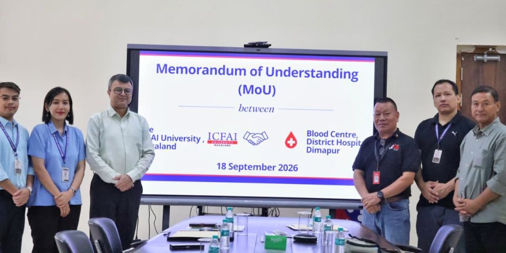 Officials of DHD along with ICFAI University representatives during the singing of the MoU in Dimapur on September 18.
